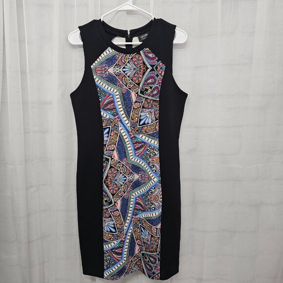 Nicole Miller Dress Black Art Deco Sleeveless Sheath Bodycon L NWT - Picture 9 of 13